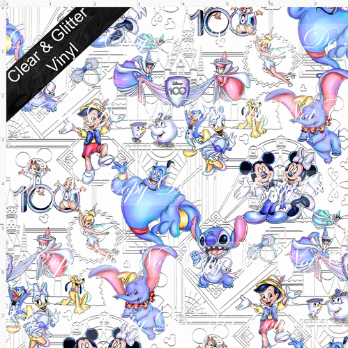 Retail - 100 Years of Wonder - Outline and Characters - Blue Purple - Vinyl - SMALL SCALE - CLEAR & GLITTER VINYL