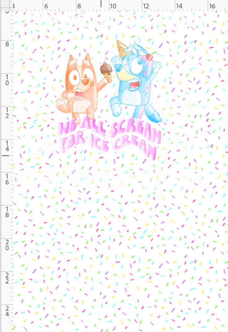 Retail - Ice Cream Heelers - Panel - White - Sprinkles - CHILD