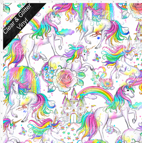 Retail - Rainbow Unicorn - Main -  REGULAR SCALE - CLEAR & GLITTER VINYL