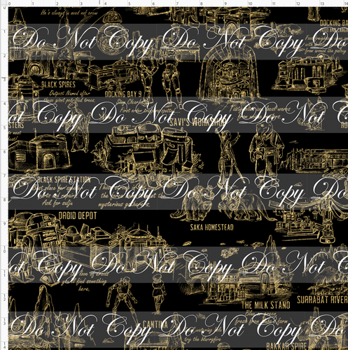 CATALOG - PREORDER R117 - Galaxy's Edge Map - Black Background Gold Images - REGULAR SCALE