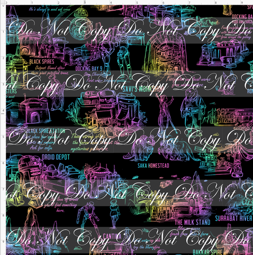 CATALOG - PREORDER R117 - Galaxy's Edge Map - Black Background Rainbow Images - SMALL SCALE