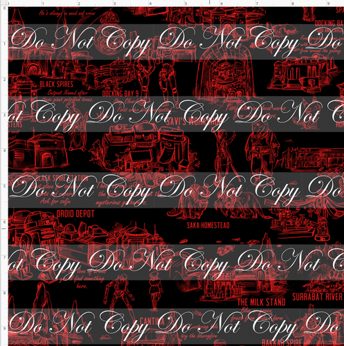 CATALOG - PREORDER R117 - Galaxy's Edge Map - Black Background Red Images - SMALL SCALE