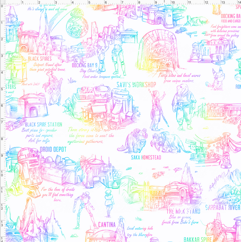 CATALOG - PREORDER R117 - Galaxy's Edge Map - White Background Rainbow Images - REGULAR SCALE