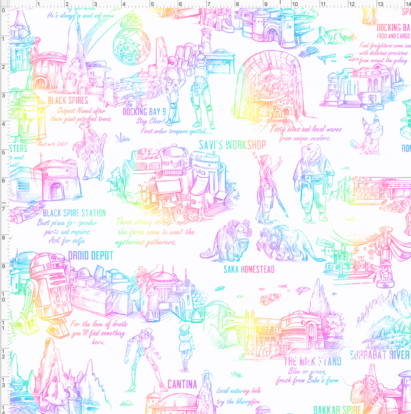 Retail - Galaxy's Edge Map - White Background Rainbow Images - REGULAR SCALE