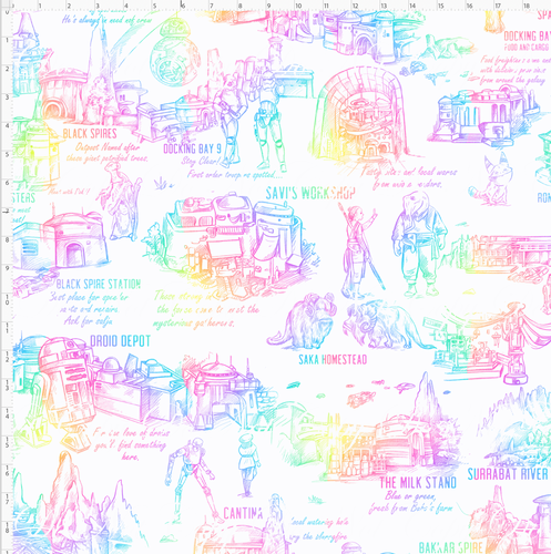 CATALOG - PREORDER R117 - Galaxy's Edge Map - White Background Rainbow Images - LARGE SCALE