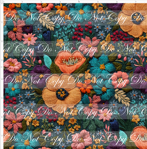 PREORDER - Embroidery Collection - Autumn Teal Floral - SMALL SCALE