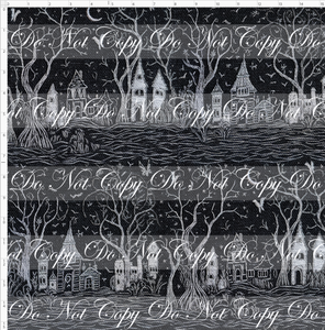 PREORDER - Embroidery Collection - Black and White Spooky House - LARGE SCALE