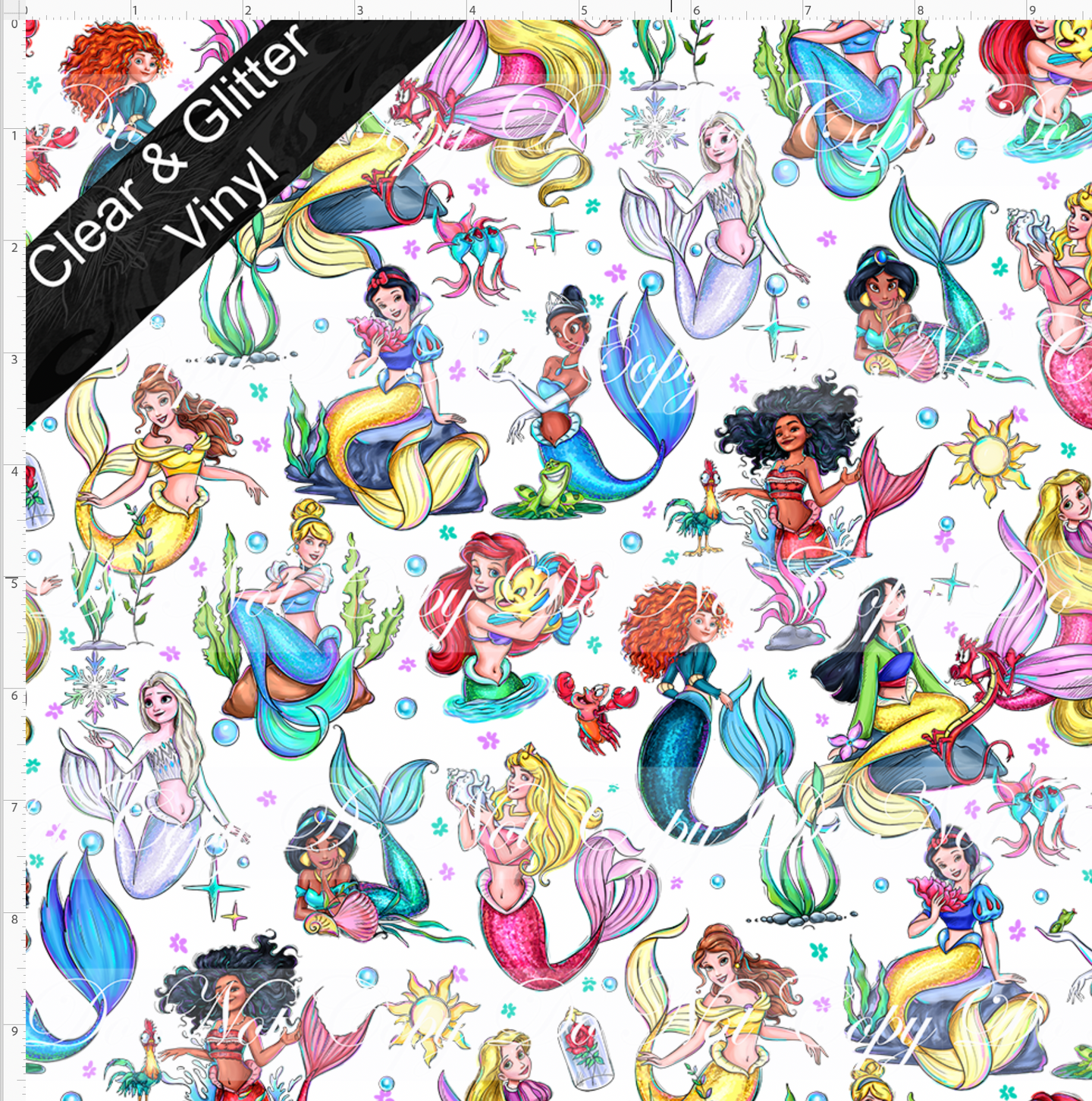 PREORDER - Mermaid Princesses - Main - SMALL SCALE - CLEAR & GLITTER VINYL