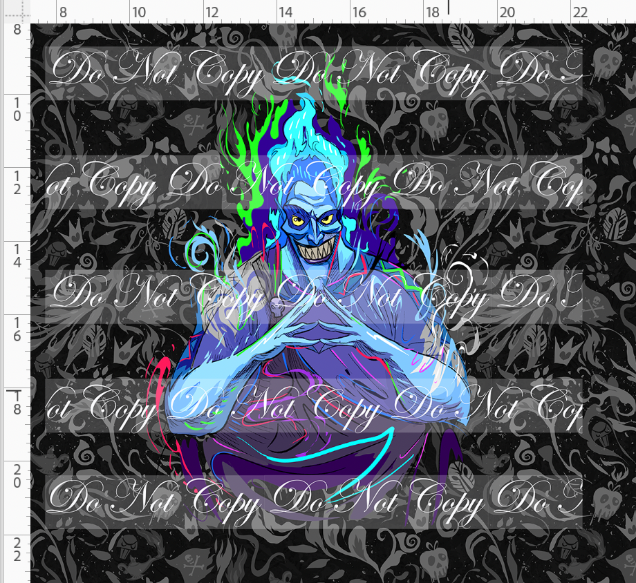 Retail - Artistic Villains - Panel - Blue Flames - Black White - ADULT