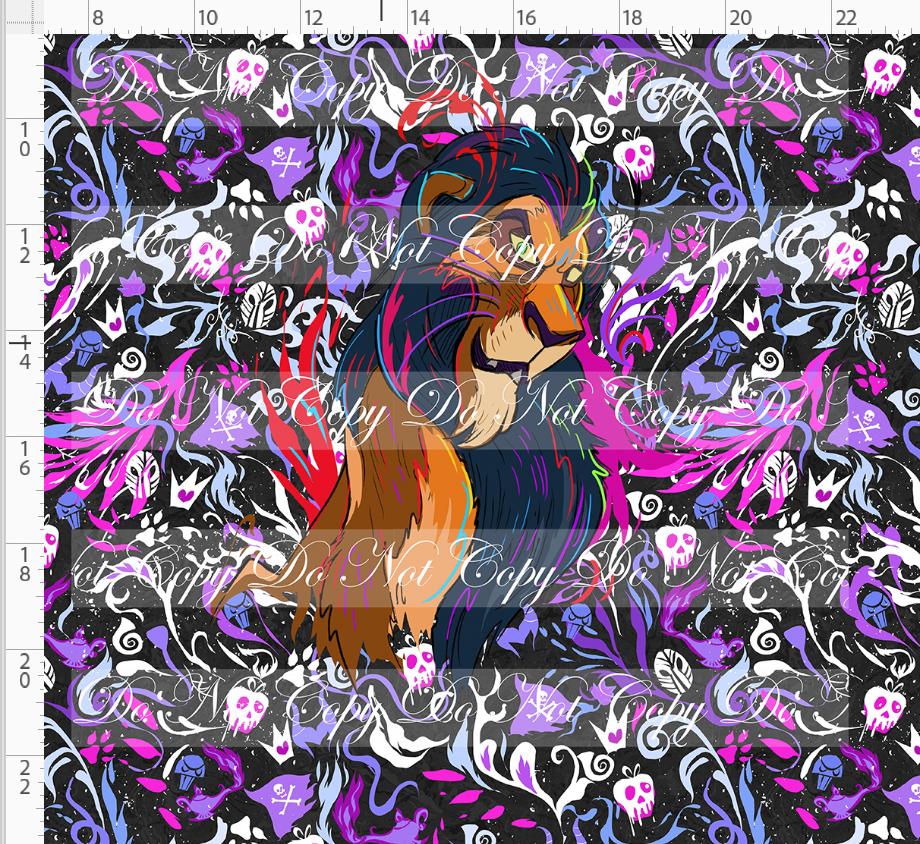 Retail - Artistic Villains - Panel - Lion - White Purple Pink - ADULT