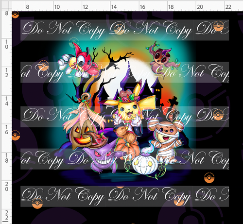 CATALOG - PREORDER R117 - Halloween Critters - Panel - House and Moon Scene - Black - ADULT