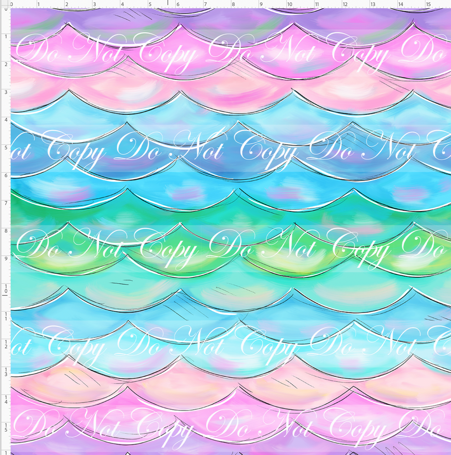 Retail - Mermaid Princesses - Mermaid Scales - Horizontal Color - LARGE SCALE