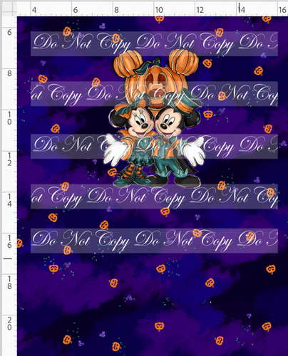 CATLOG - PREORDER R117 - Batty Halloween Party - Panel - Pumpkin - Blue Purple - CHILD
