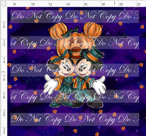 CATLOG - PREORDER R117 - Batty Halloween Party - Panel - Pumpkin - Blue Purple - ADULT