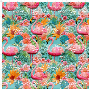 PREORDER - Embroidery Collection - Flamingos on Teal - REGULAR SCALE