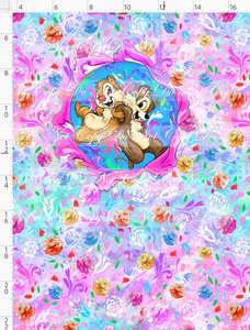 PREORDER - Artistic Blooms - Panel - Chipmunks - CHILD