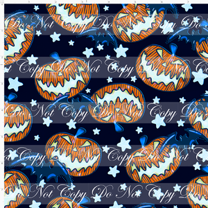 CATALOG - PREORDER - Glowing NBC - Pumpkins - Blue - Navy Background - SMALL SCALE