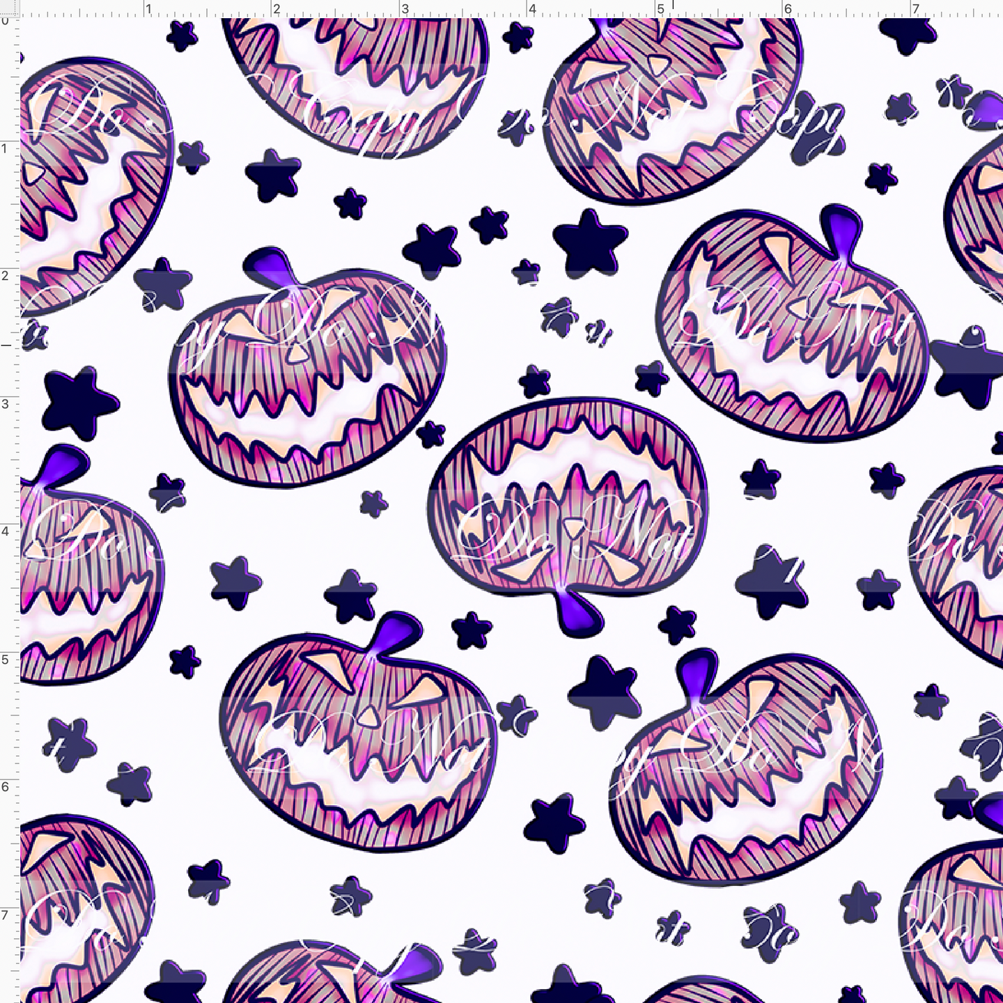 CATALOG - PREORDER - Glowing NBC - Pumpkins - Purple - White Background - SMALL SCALE