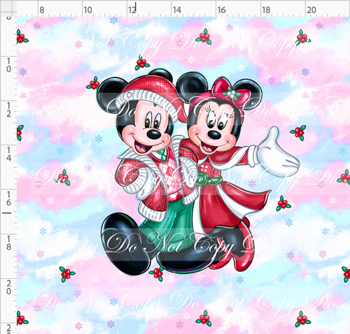 PREORDER - Poinsettia Mouse - Panel - Couple - Colorful - ADULT