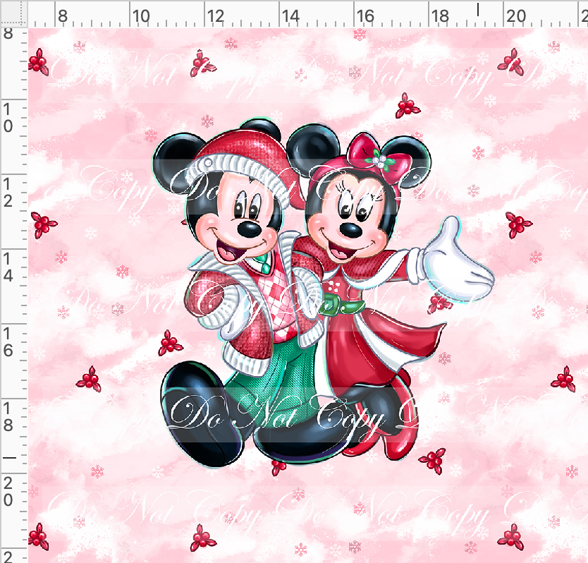 Retail - Poinsettia Mouse - Panel - Couple - Red - ADULT