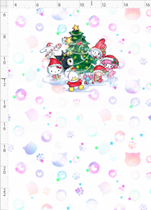 PREORDER - Christmas Kitty and Friends - Panel - Everyone - Wreath - Colorful - ADULT