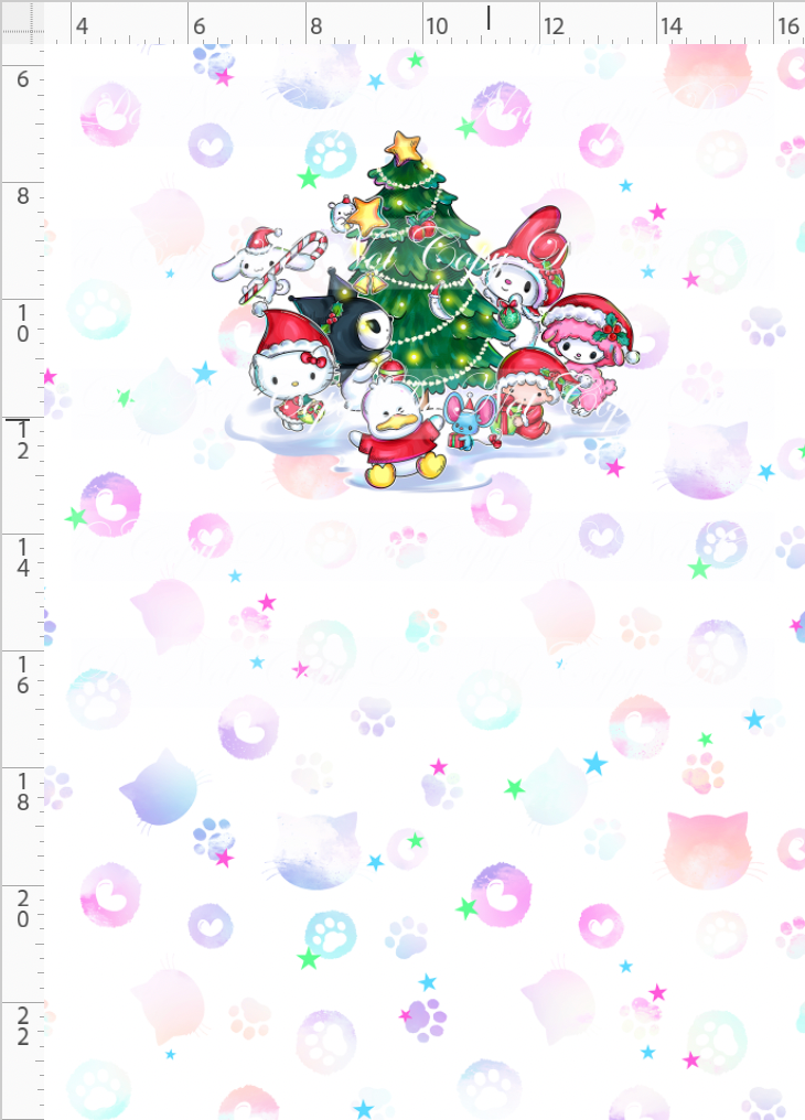 PREORDER - Christmas Kitty and Friends - Panel - Everyone - White - CHILD