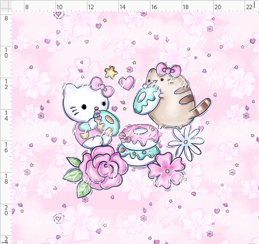 CATALOG - PREORDER - Cutie Cats - Panel - Donuts - Pink - ADULT