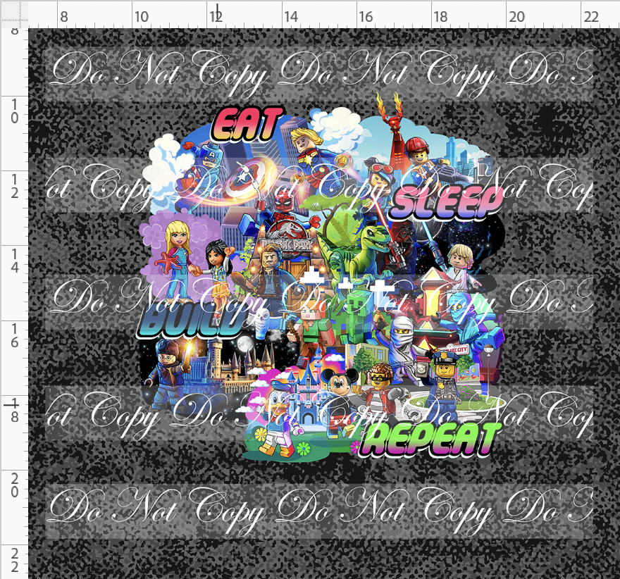 CATALOG - PREORDER R128 - Eat Sleep Build Repeat - Panel - Everyone - ADULT