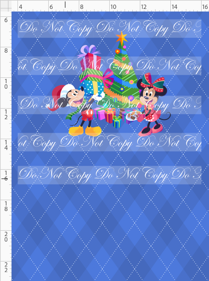PREORDER - Festive Christmas - Panel - Mice - Cornflower - CHILD