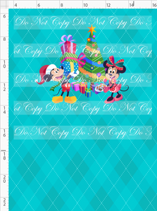 PREORDER - Festive Christmas - Panel - Mice - Turquoise - CHILD