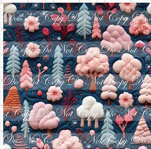 PREORDER - Embroidery Collection - Blue and Blush Trees Quilted - SMALL SCALE