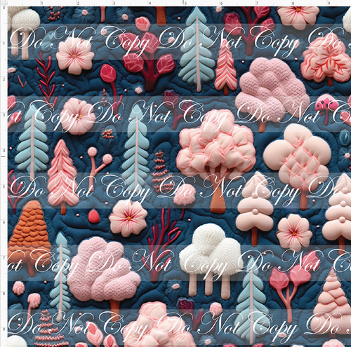 PREORDER - Embroidery Collection - Blue and Blush Trees Quilted - REGULAR SCALE