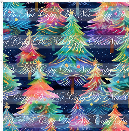 PREORDER - LP Inspired - Christmas - Rainbow Trees on Navy with Gold - SMALL SCALE