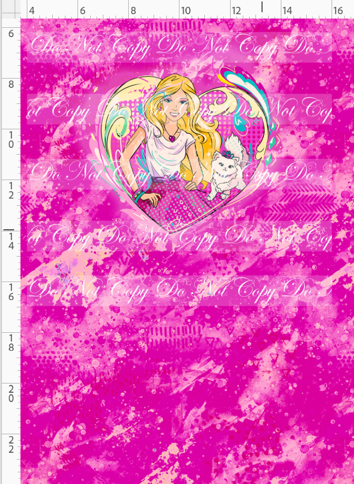 RETAIL - Vintage Glam - Panel - Pink - Girl and Cat - CHILD