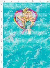 RETAIL - Vintage Glam - Panel - Teal - Girl with Heart - CHILD