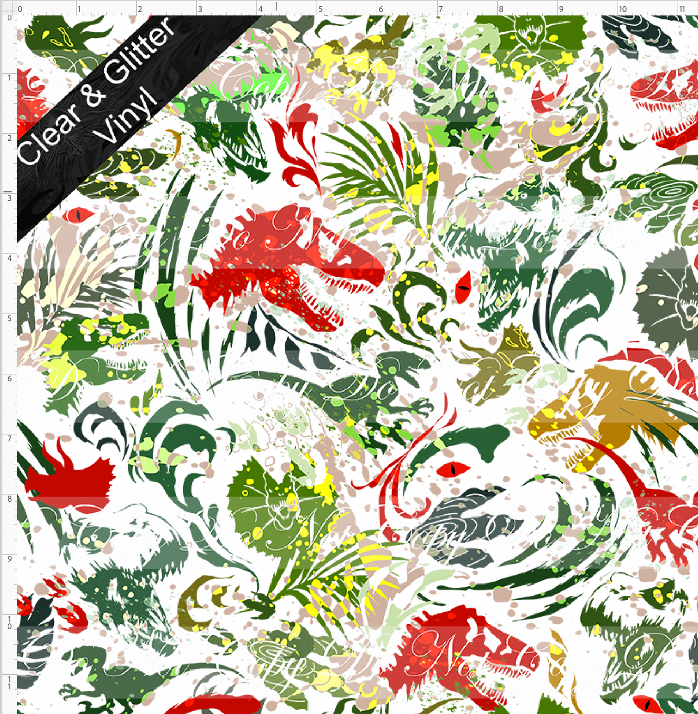 PREORDER - Artistic Dinosaurs - Coordinate - REGULAR SCALE - CLEAR & GLITTER VINYL