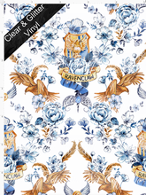 RETAIL - HP Damask - Blue House -  SMALL SCALE - CLEAR & GLITTER VINYL