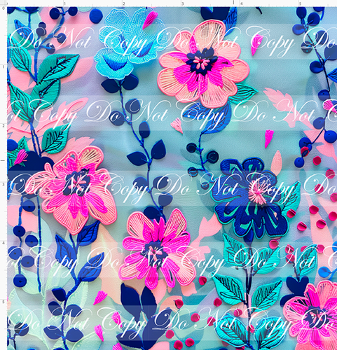 PREORDER - Embroidery Collection - Floral - Pink and Blue - SMALL SCALE