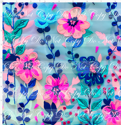PREORDER - Embroidery Collection - Floral - Pink and Blue - REGULAR SCALE