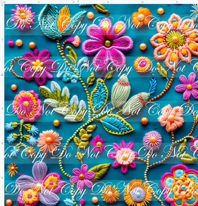 PREORDER - Embroidery Collection - Floral - Pink and Teal - SMALL SCALE