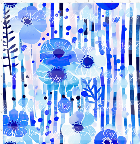 PREORDER - Bold Florals - Blue on Blue Stripes - REGULAR SCALE