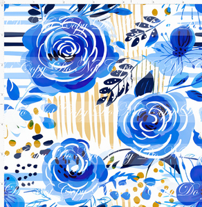 PREORDER - Bold Florals - Blue Roses on Goldenrod - REGULAR SCALE