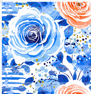 PREORDER - Bold Florals - Peach Roses & Blue Roses - SMALL SCALE