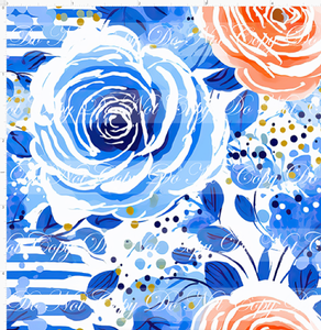 PREORDER - Bold Florals - Peach Roses & Blue Roses - REGULAR SCALE