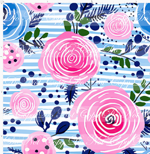 PREORDER - Bold Florals - Pink Roses & Blue Roses - SMALL SCALE