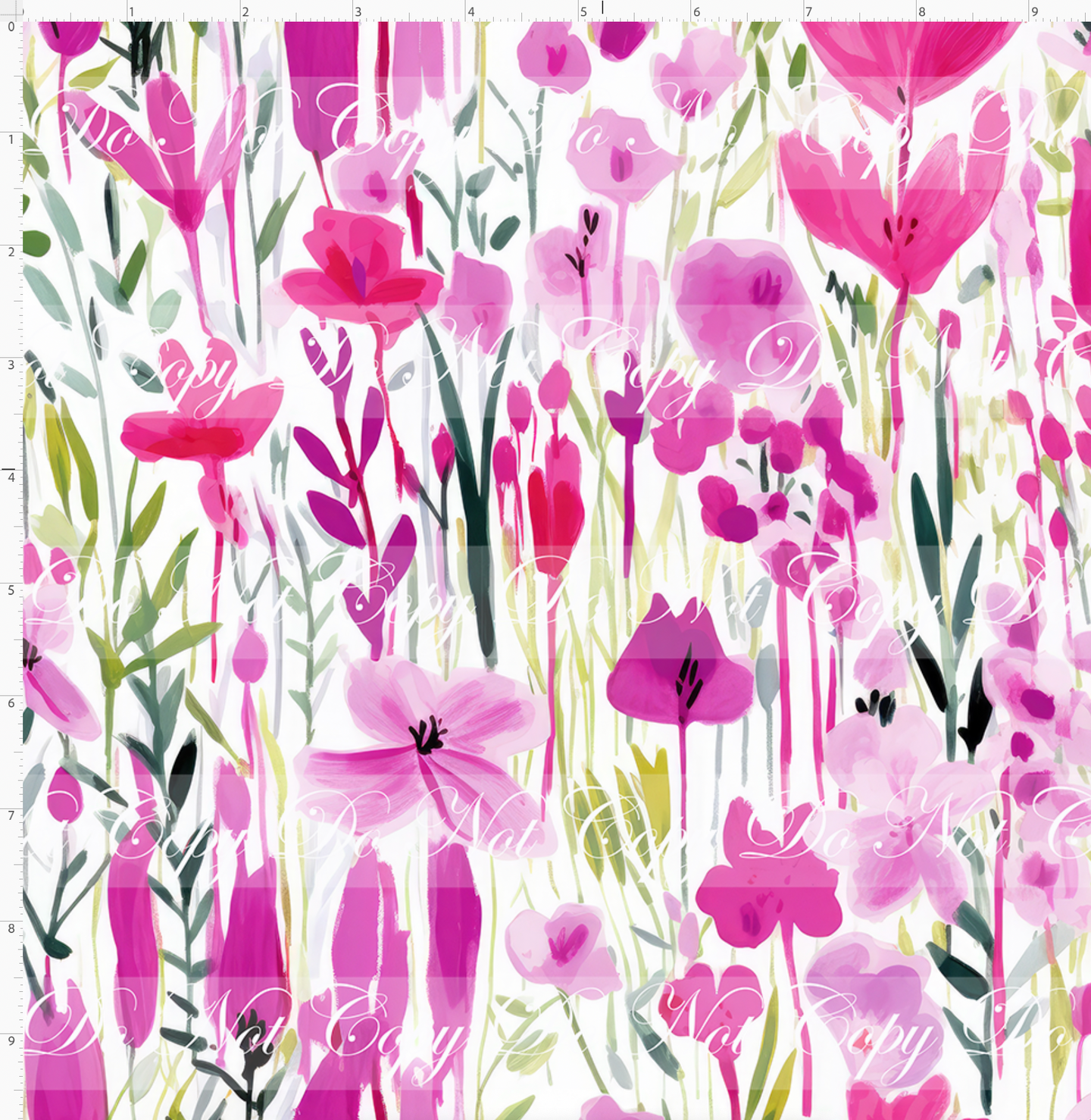 PREORDER - Bold Florals - Wildflowers - Pink & Greens - REGULAR SCALE