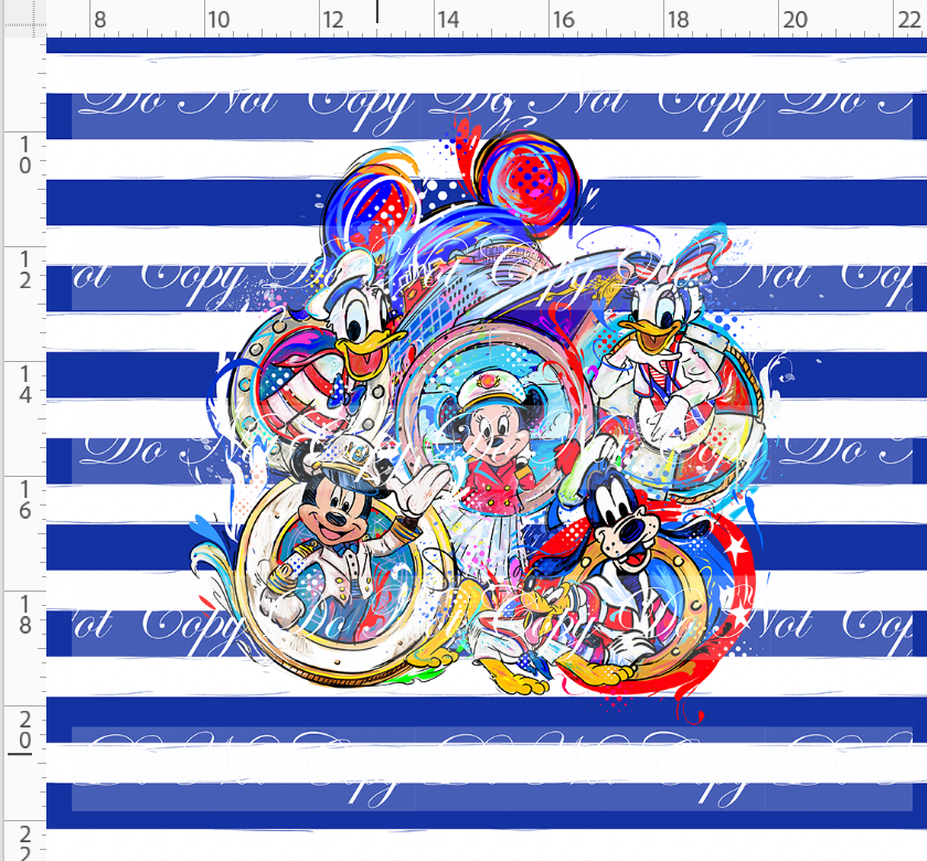 PREORDER R138 - Magical Voyages - Panel - Everyone - Blue Sketchy Stripe - ADULT