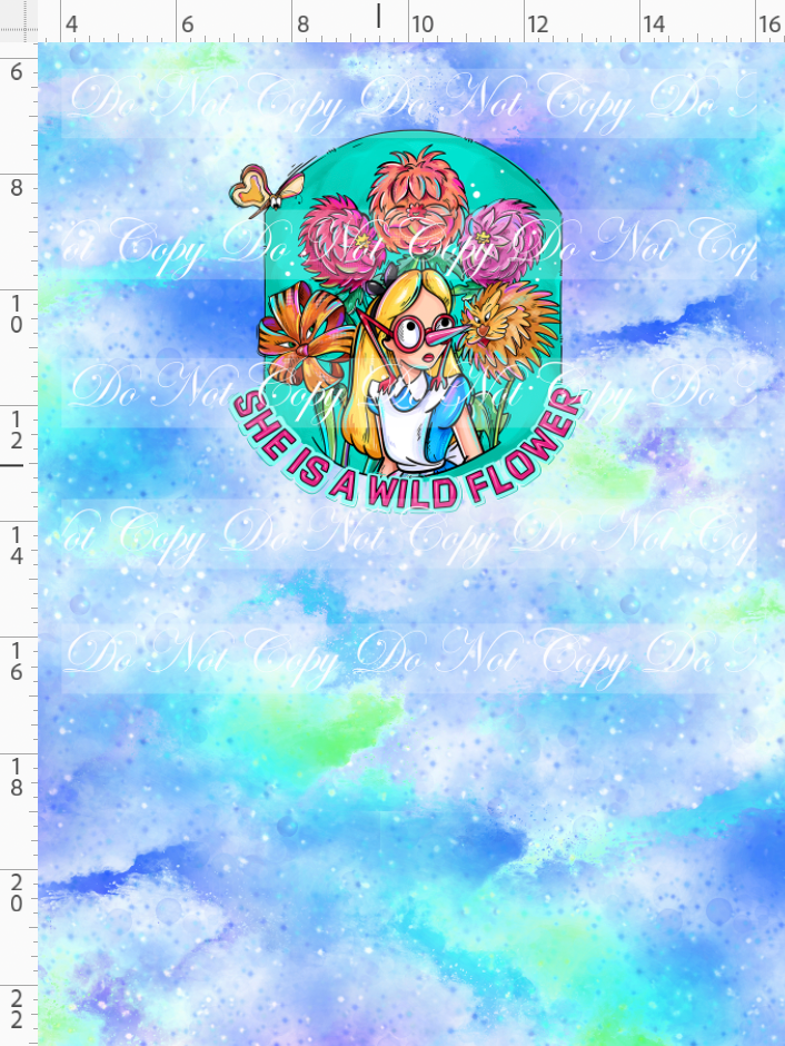 PREORDER - Lost in Wonderland - Panel - Wildflower - Blue Green - CHILD