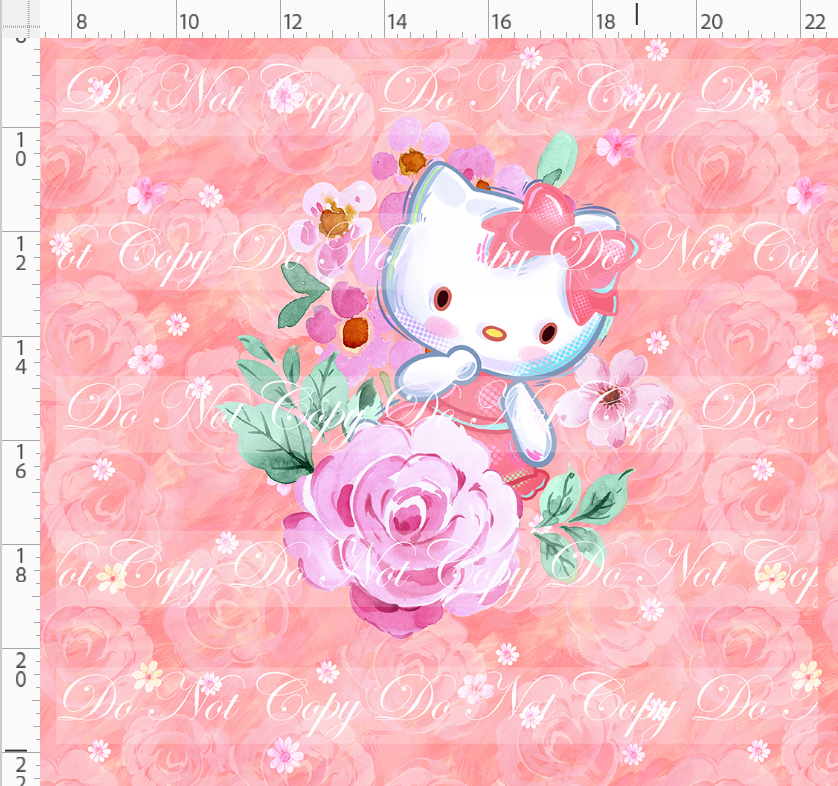 PREORDER - Sanrio Love - Panel - Kitty Flower - Coral - ADULT