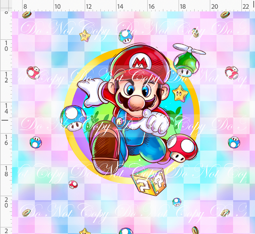 PREORDER - Rainbow Road Rush - Panel - Red Hat Guy - Checkered Background - ADULT